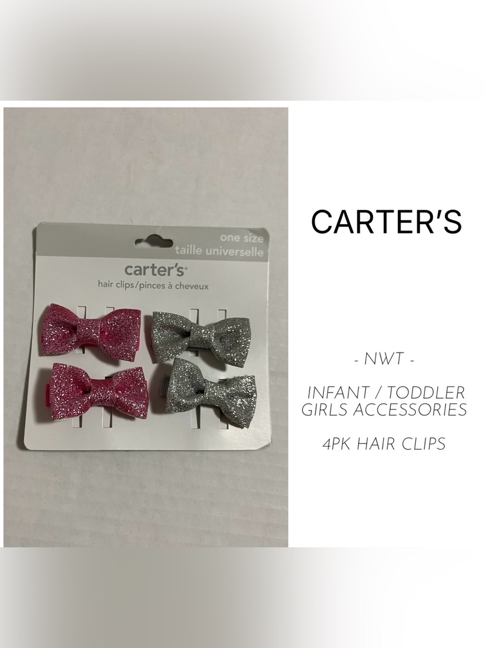 CARTER’S - NWT - INFANT / TODDLER GIRLS 4PK HAIR CLIPS